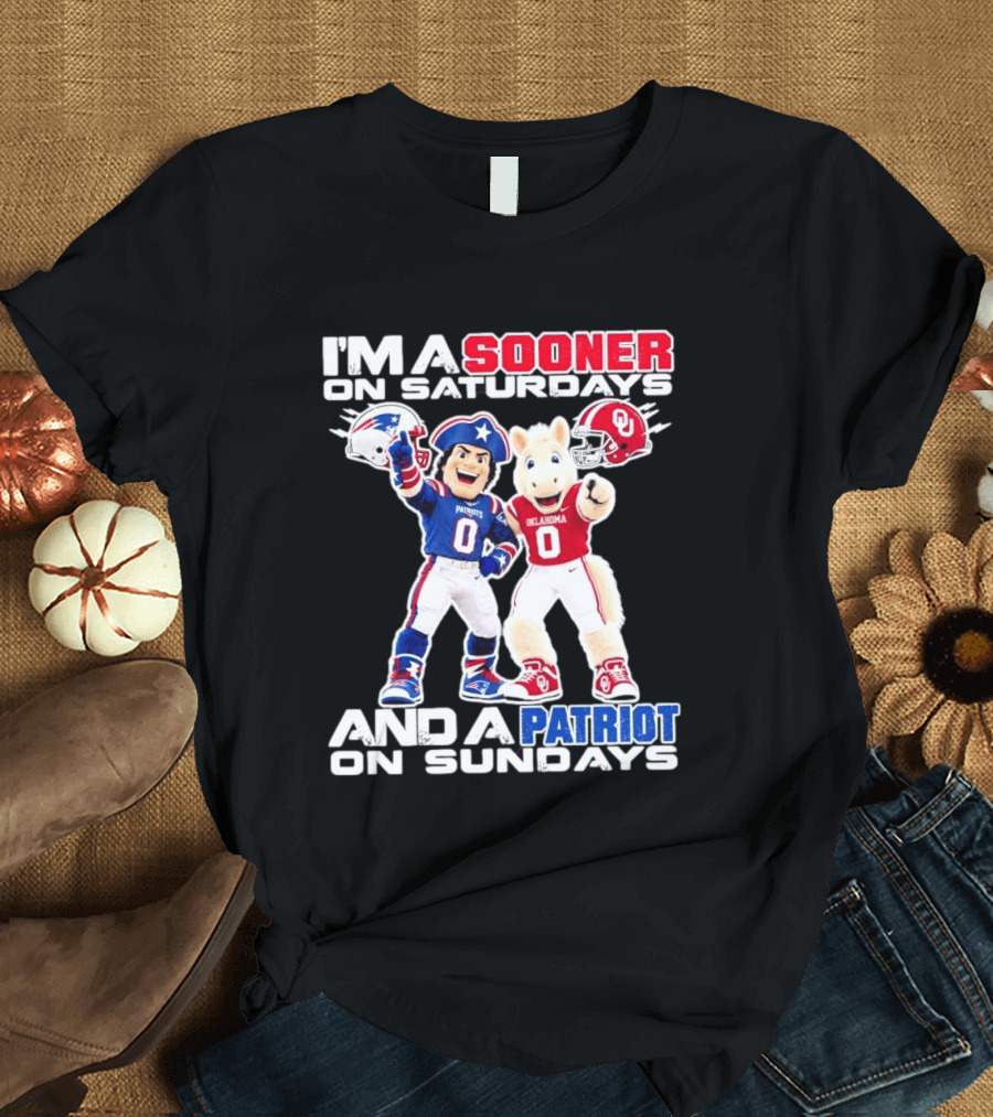 I'm A Sooner On Saturdays And A Patriot On Sundays Oklahoma Patriots Football Mascots T-Shirt