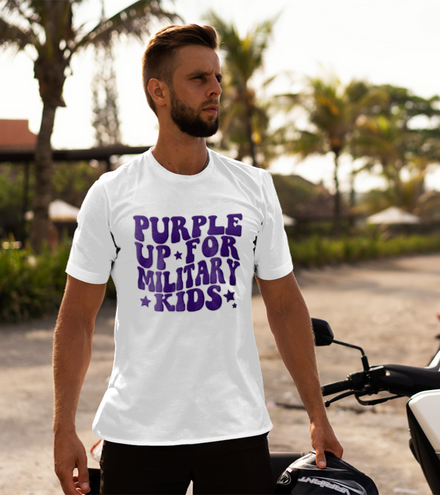 Purple Up For Military Kids Wavy Stars T-Shirt
