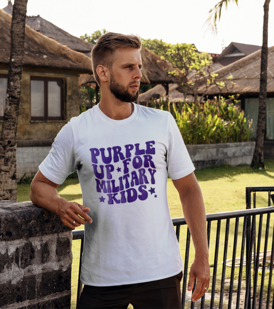 Purple Up For Military Kids Wavy Stars T-Shirt