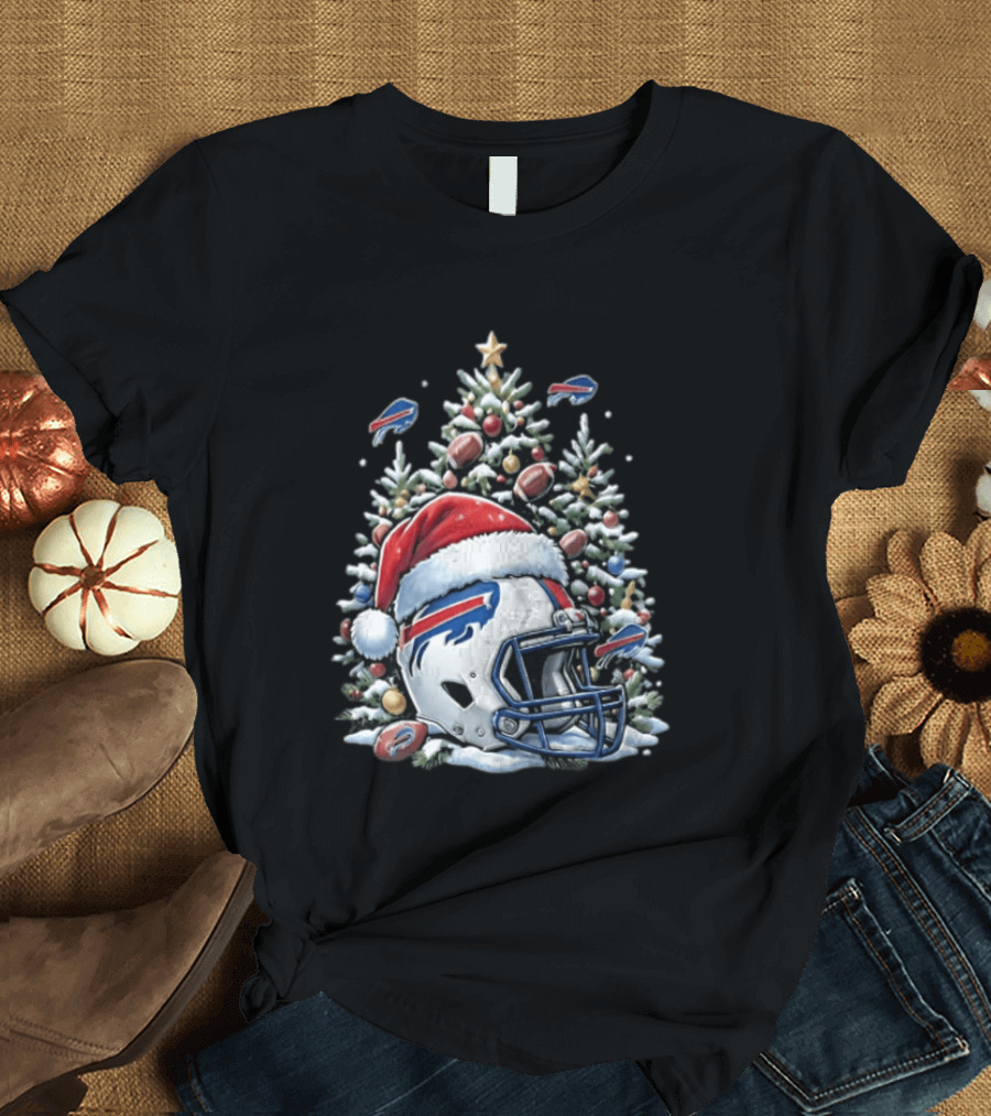 Buffalo Bills Christmas Tree Football Helmet Santa Hat 2026 Geno Stone T-Shirt