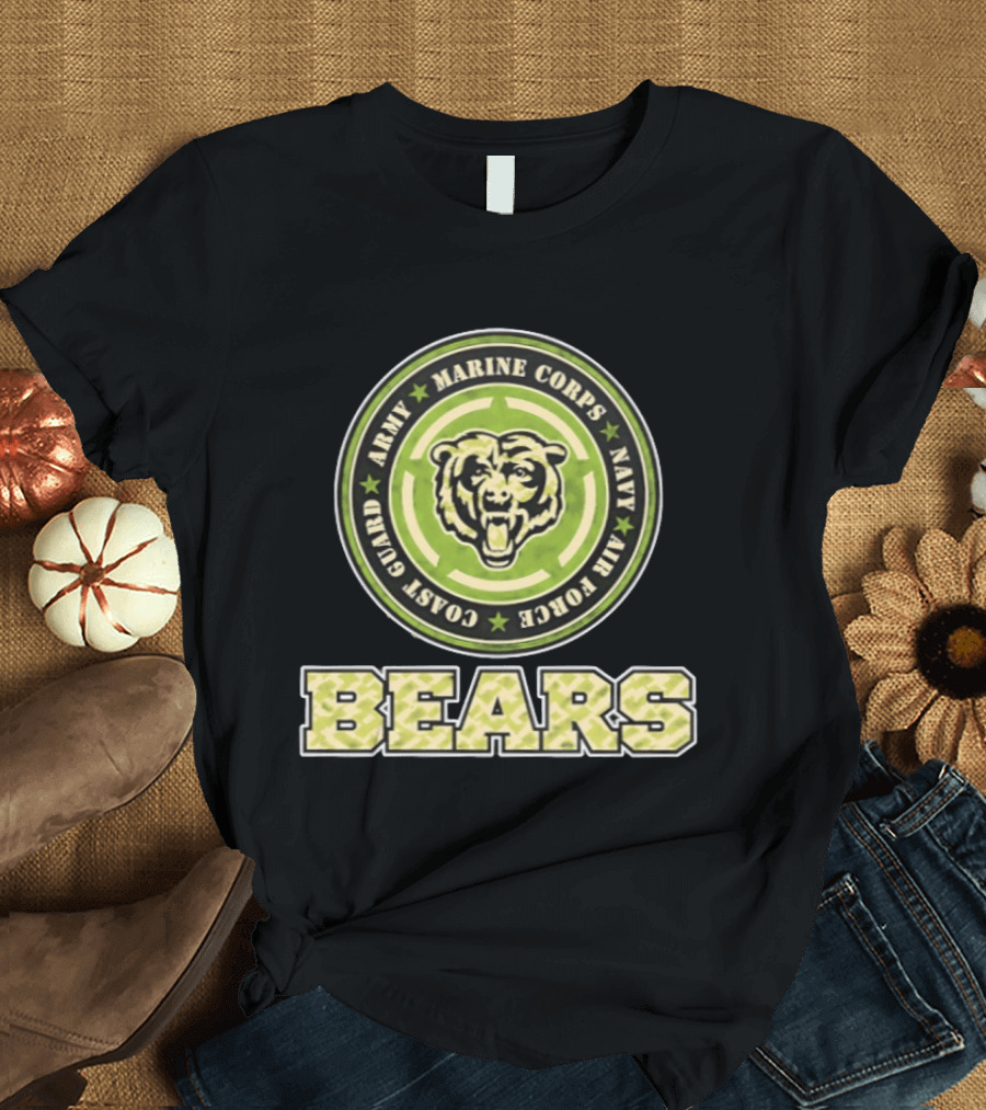 Chicago Bears Military Support Army Marine Corps Navy Air Force Coast Guard T-Shirt