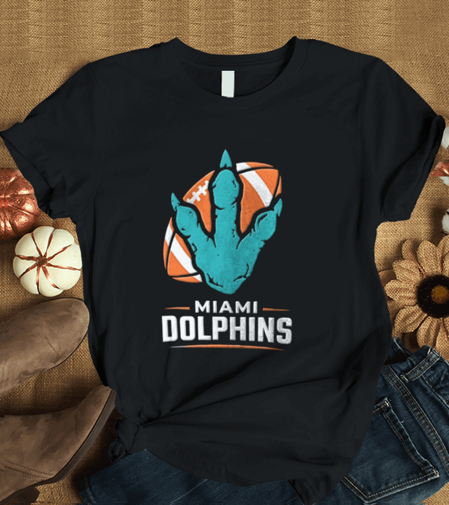 Miami Dolphins Big Roars Football Dinosaur Player Tackled T-Shirt