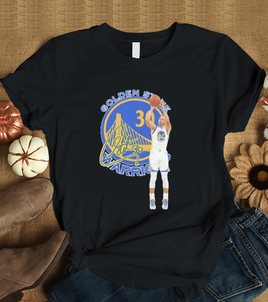 Golden State Warriors Steph Curry 30 Basketball Signature T-Shirt