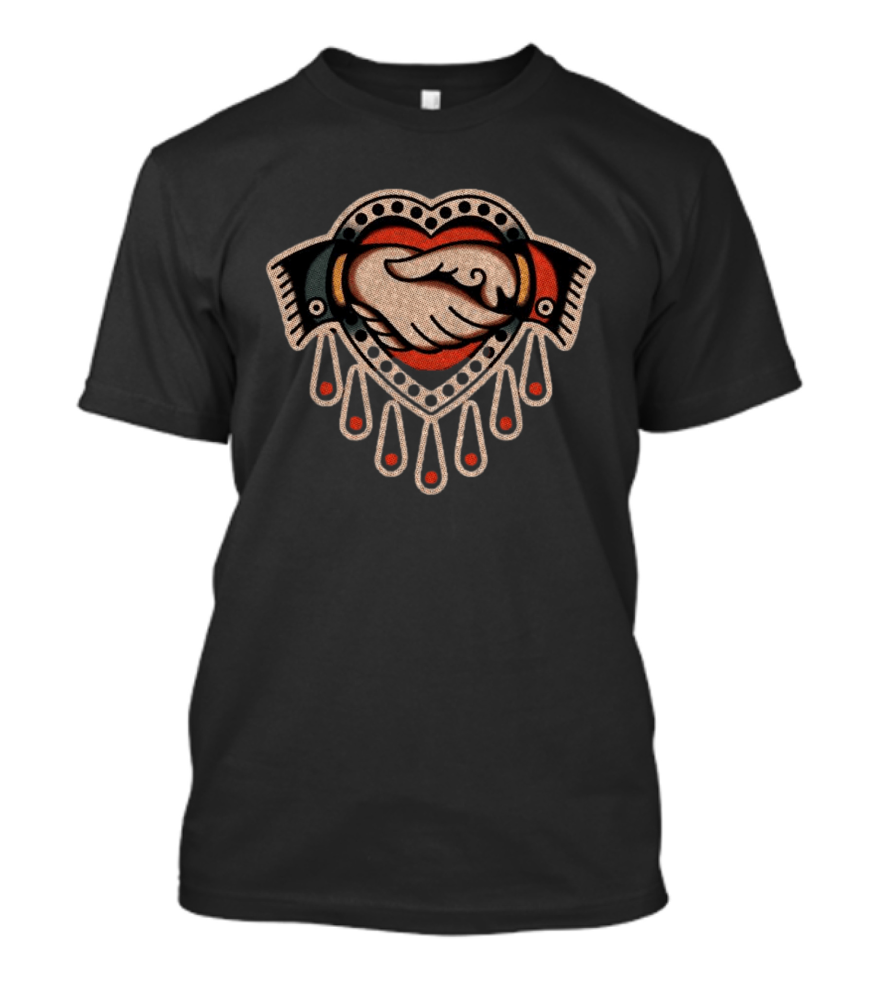 Bad Monday Store Lucky Monday Shake Heavy Heart Handshake T-Shirt