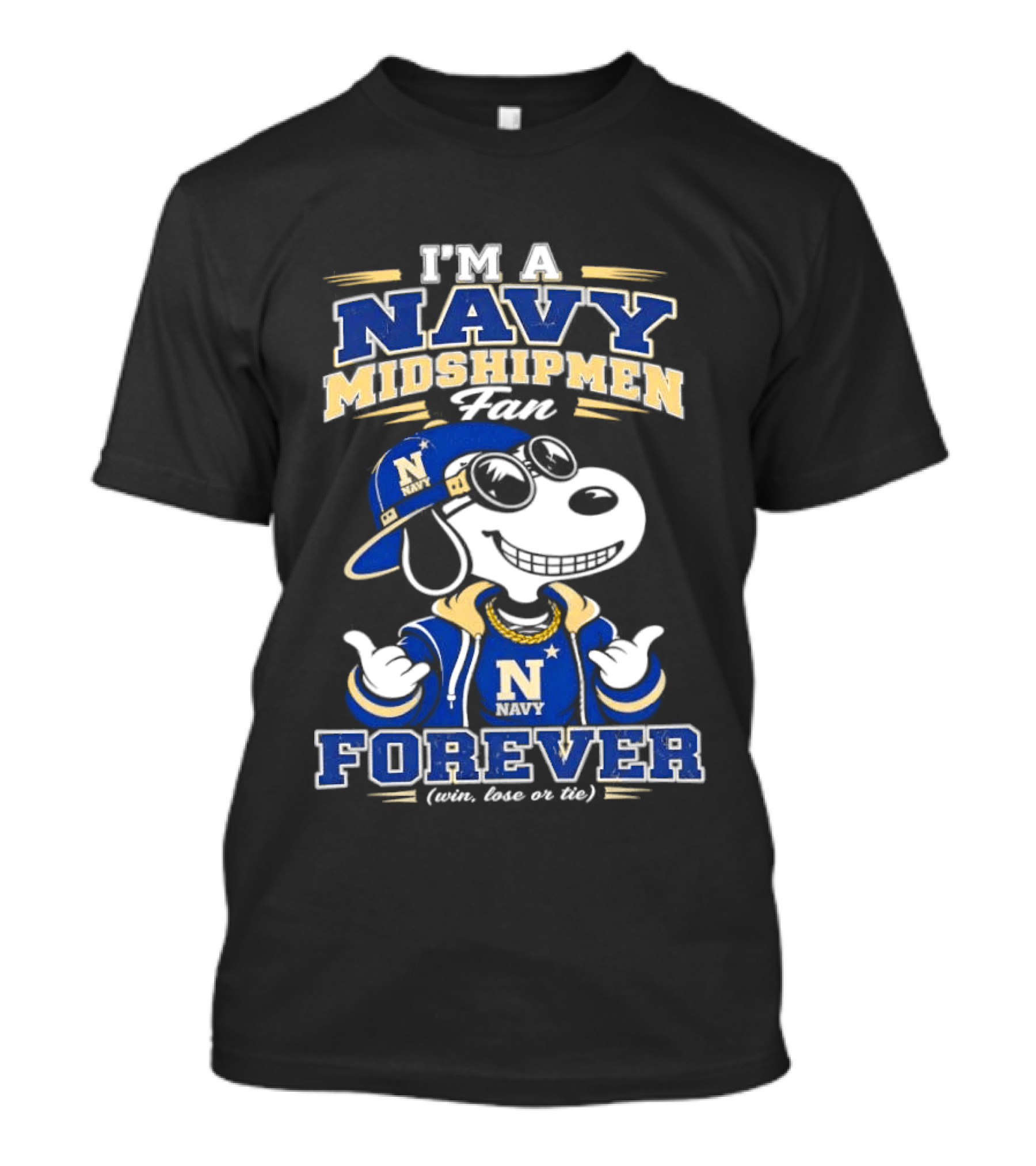 Navy Midshipmen Forever Win Lose Or Tie Snoopy Fans T-Shirt
