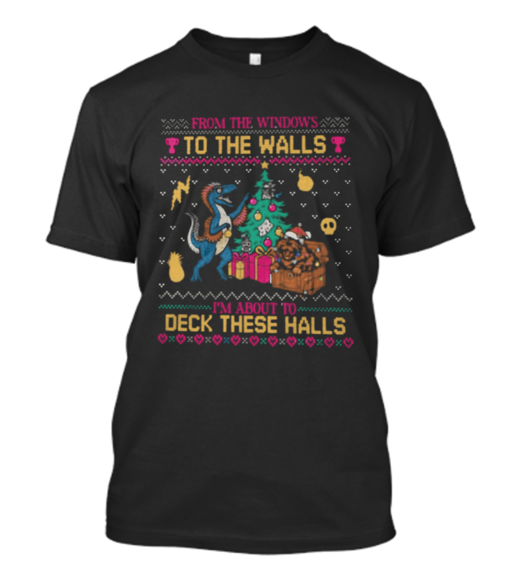Dungeon Crawler Carl From The Windows To The Halls I'm About To Deck These Halls Ugly Christmas T-Shirt