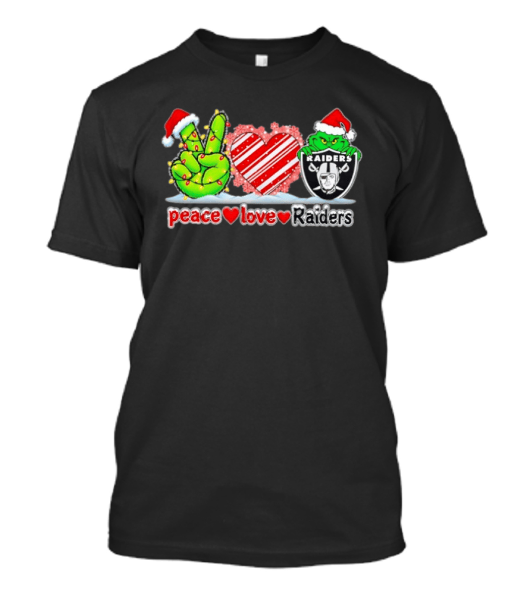 Peace Love Raiders Christmas Grinch Raiders T-Shirt