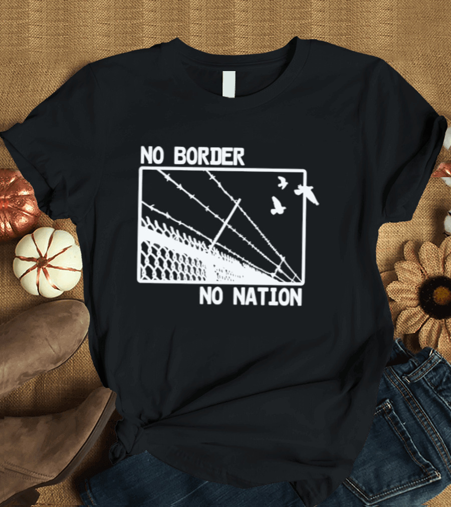 No Border No Nation Barbed Wire Birds Freedom T-Shirt