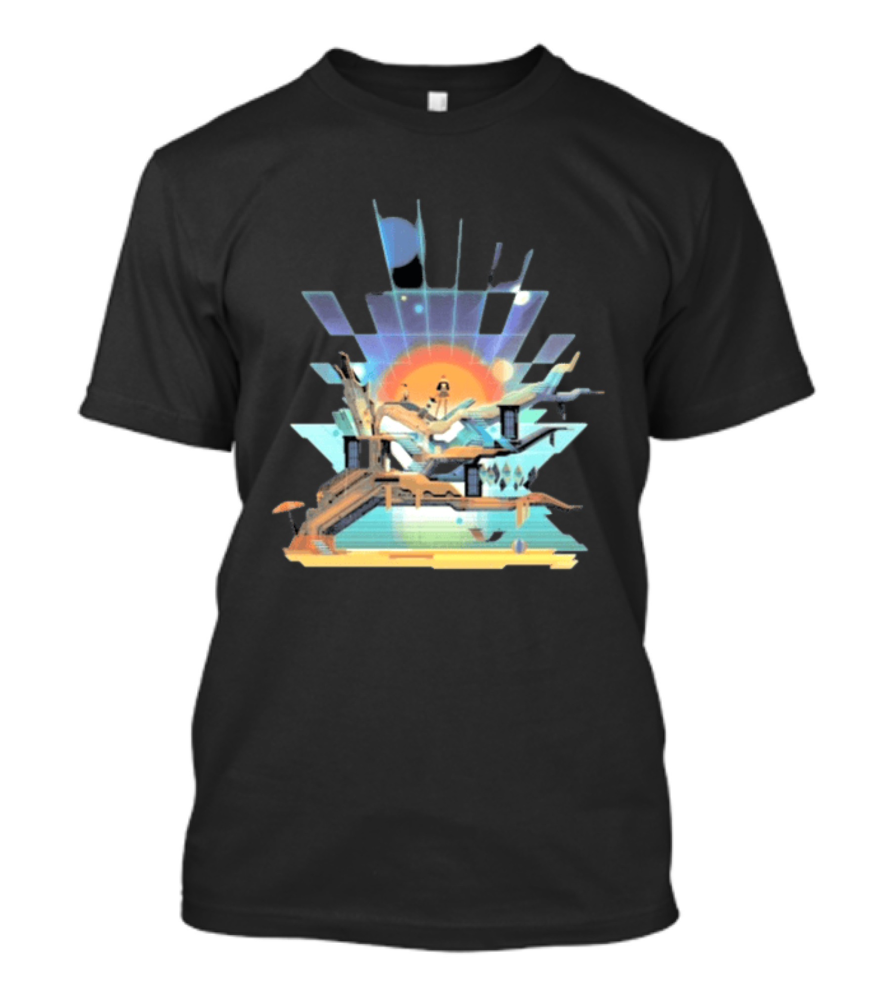 Transistor Sandbox Abstract Geometric Landscape With Digital T-Shirt