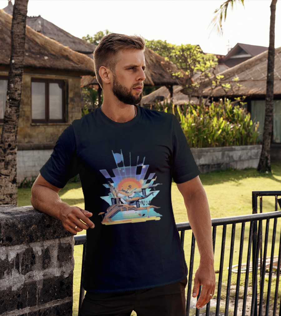 Transistor Sandbox Abstract Geometric Landscape With Digital T-Shirt
