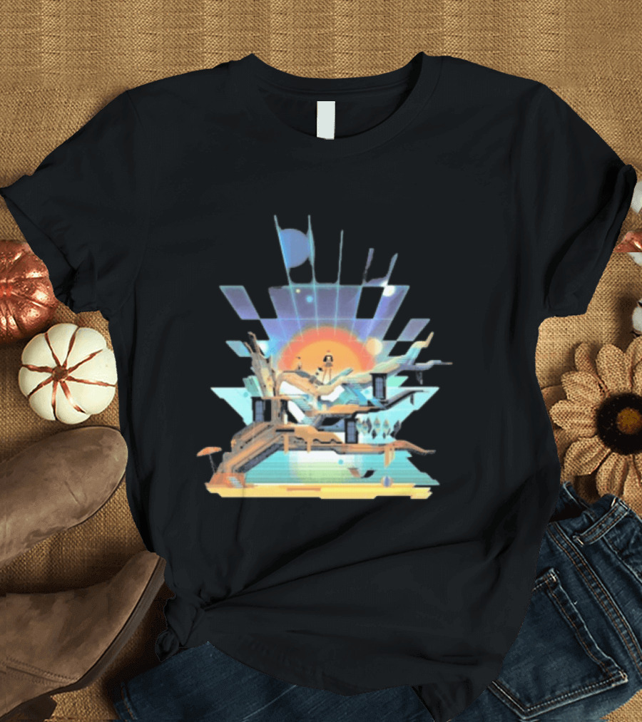 Transistor Sandbox Abstract Geometric Landscape With Digital T-Shirt