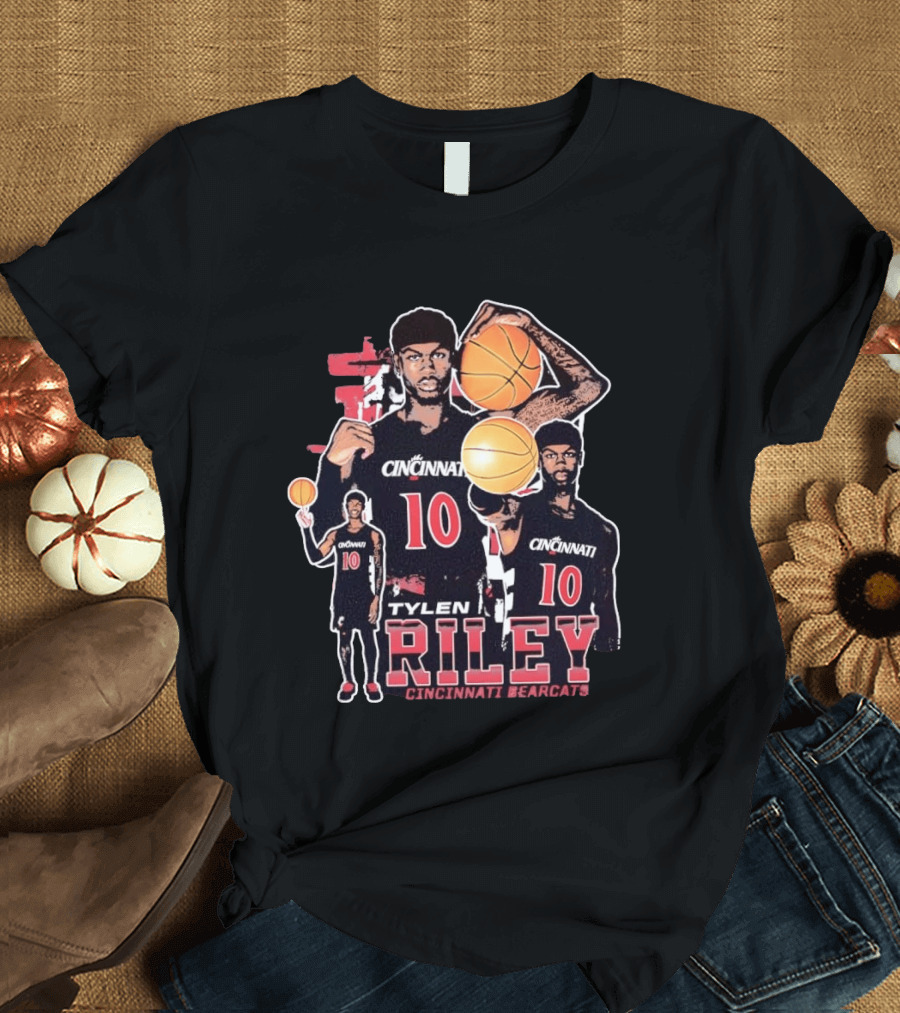 Tylen Riley No 10 Cincinnati Bearcats Basketball T-Shirt