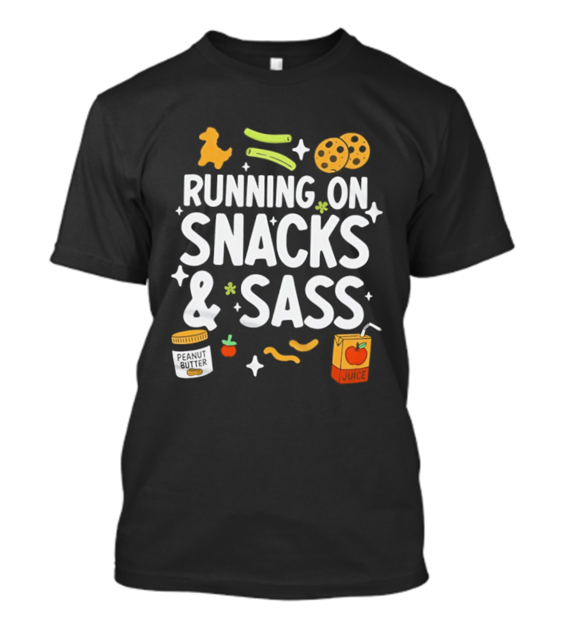 Running On Snacks & Sass Gummy Bears Juice Box Chips Cookies T-Shirt