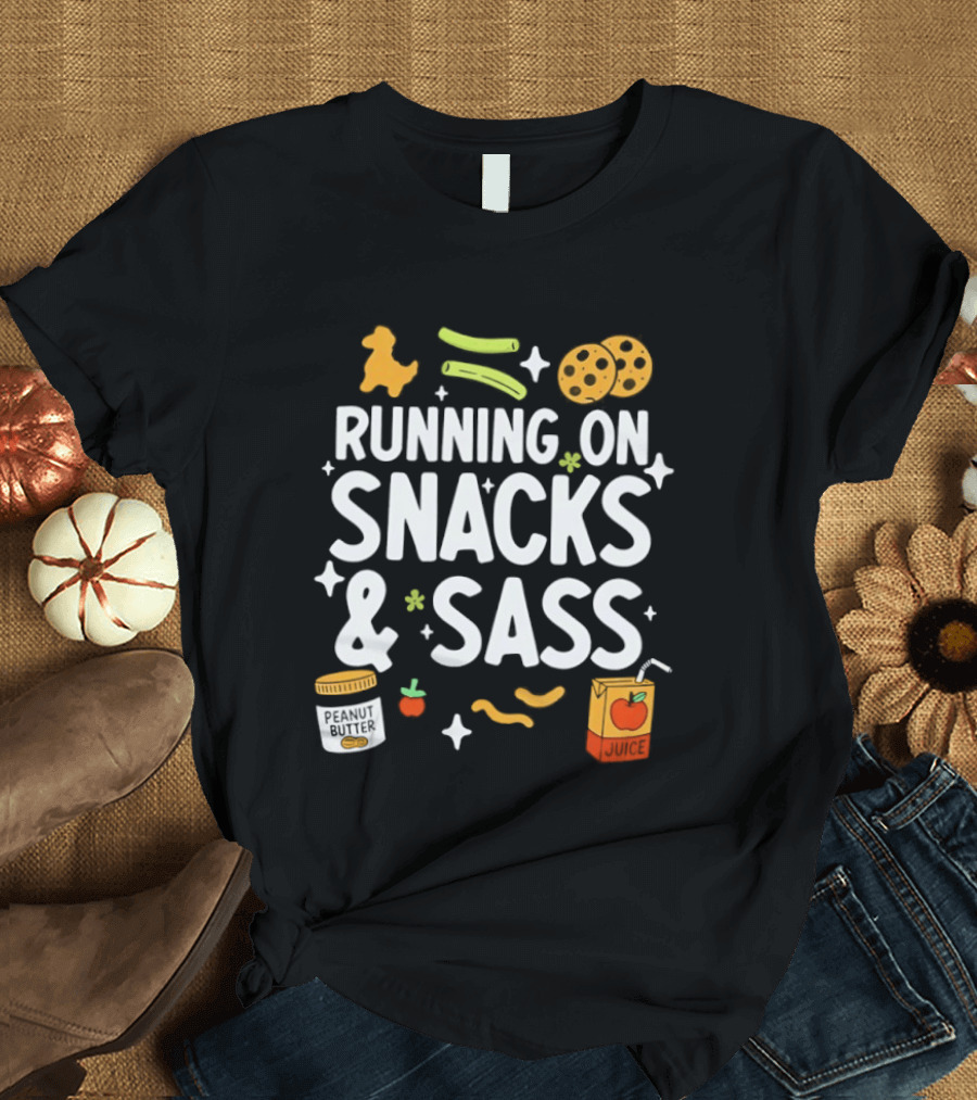 Running On Snacks & Sass Gummy Bears Juice Box Chips Cookies T-Shirt