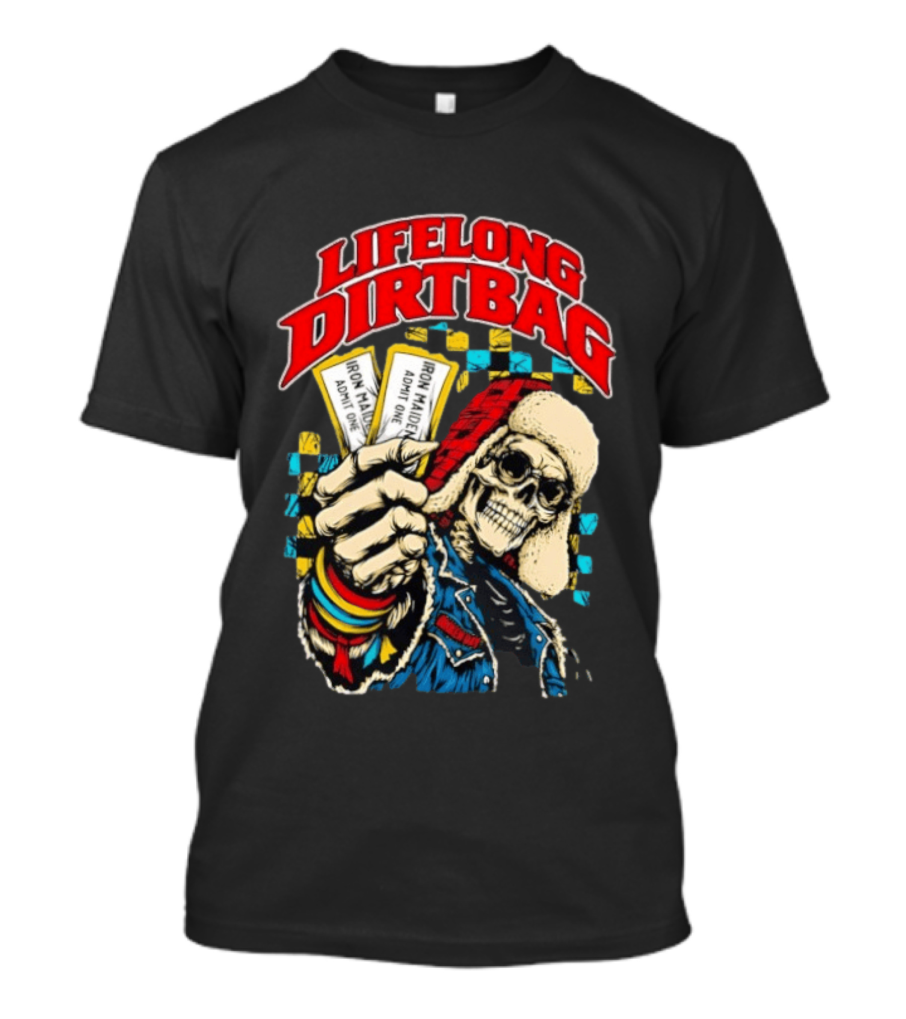 Lifelong Dirtbag Skeleton Iron Maiden Concert Tickets T-Shirt