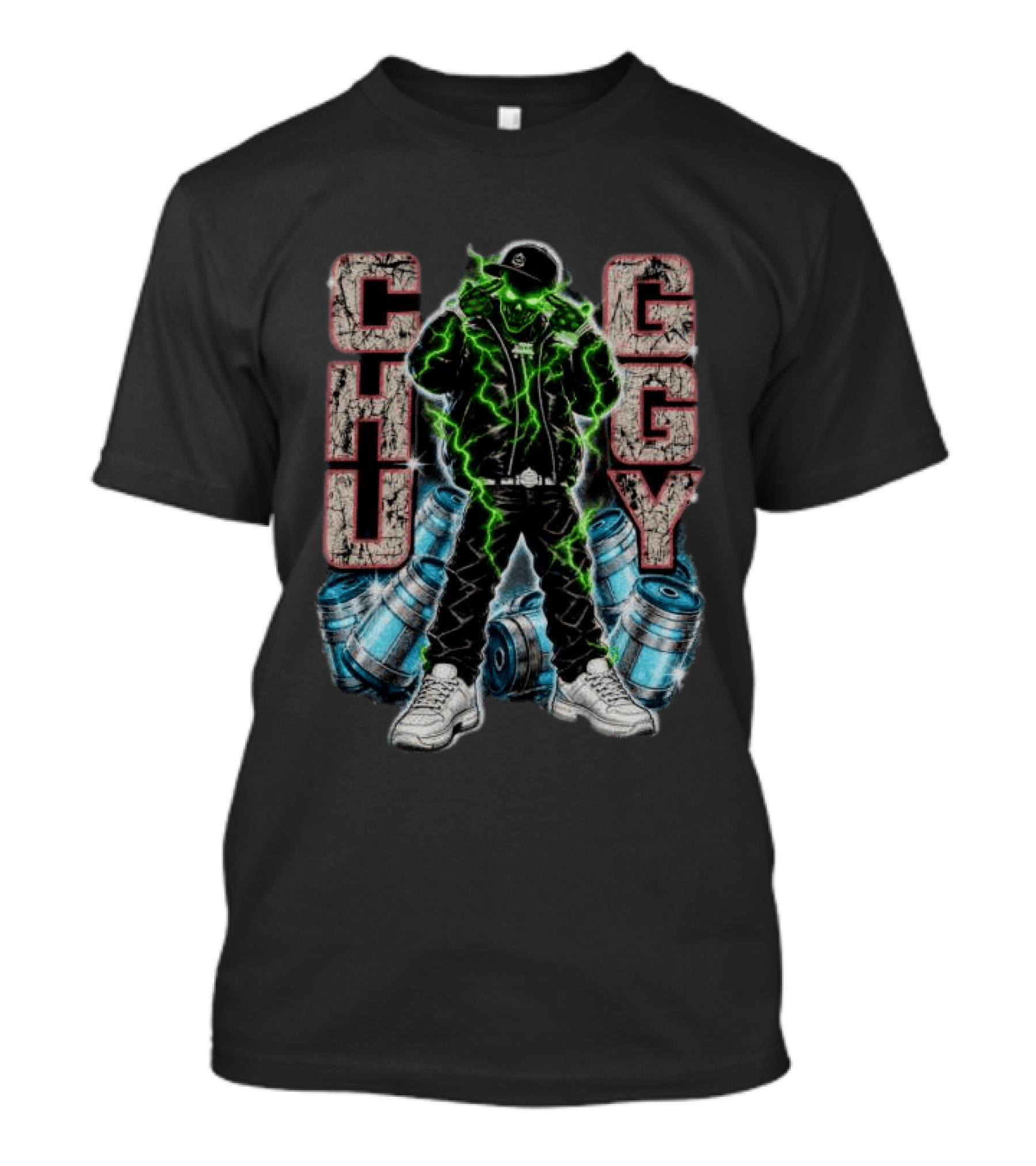 CHUGGY Yeat Store Green Skull Neon City Vibes T-Shirt