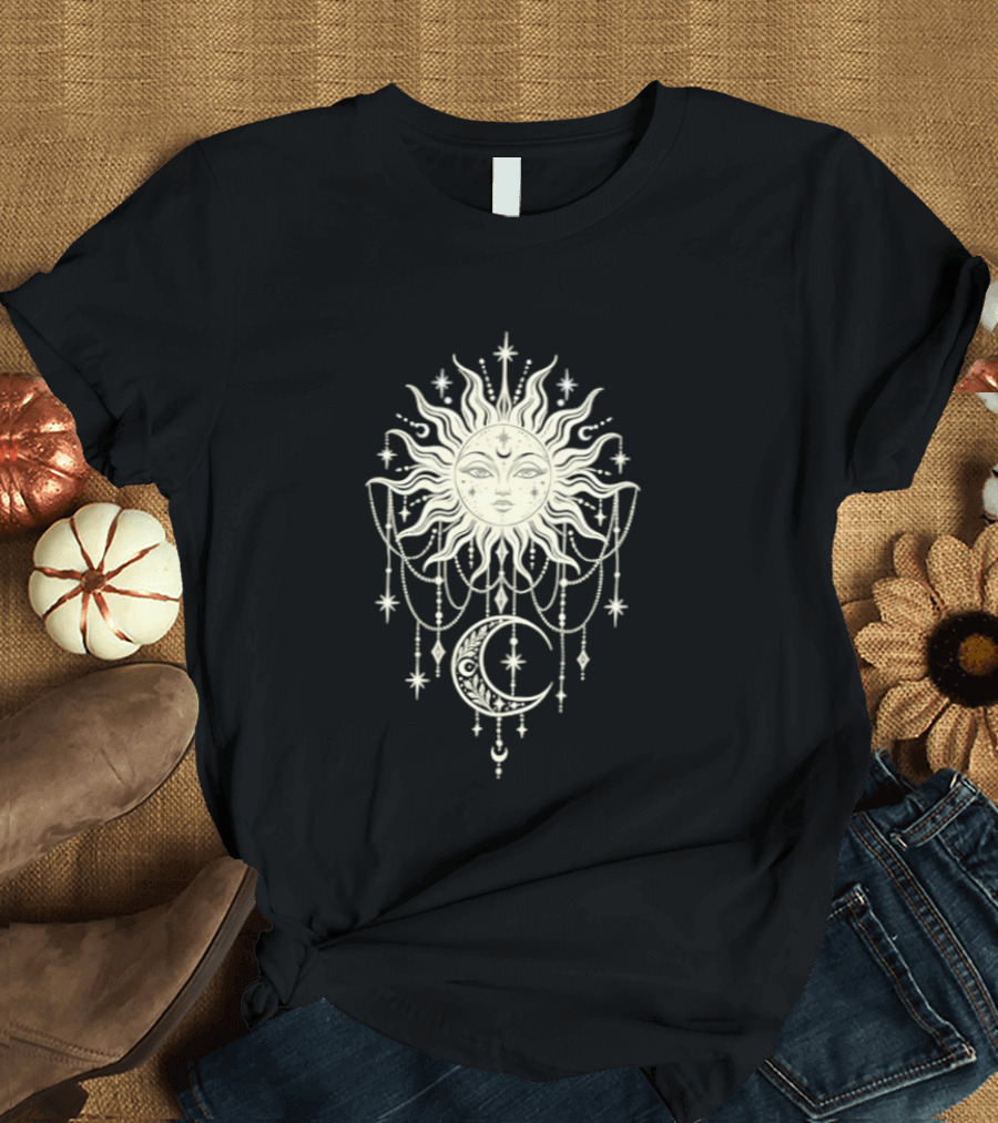 Sun And Moon Celestial Mandala Boho Aesthetic T-Shirt