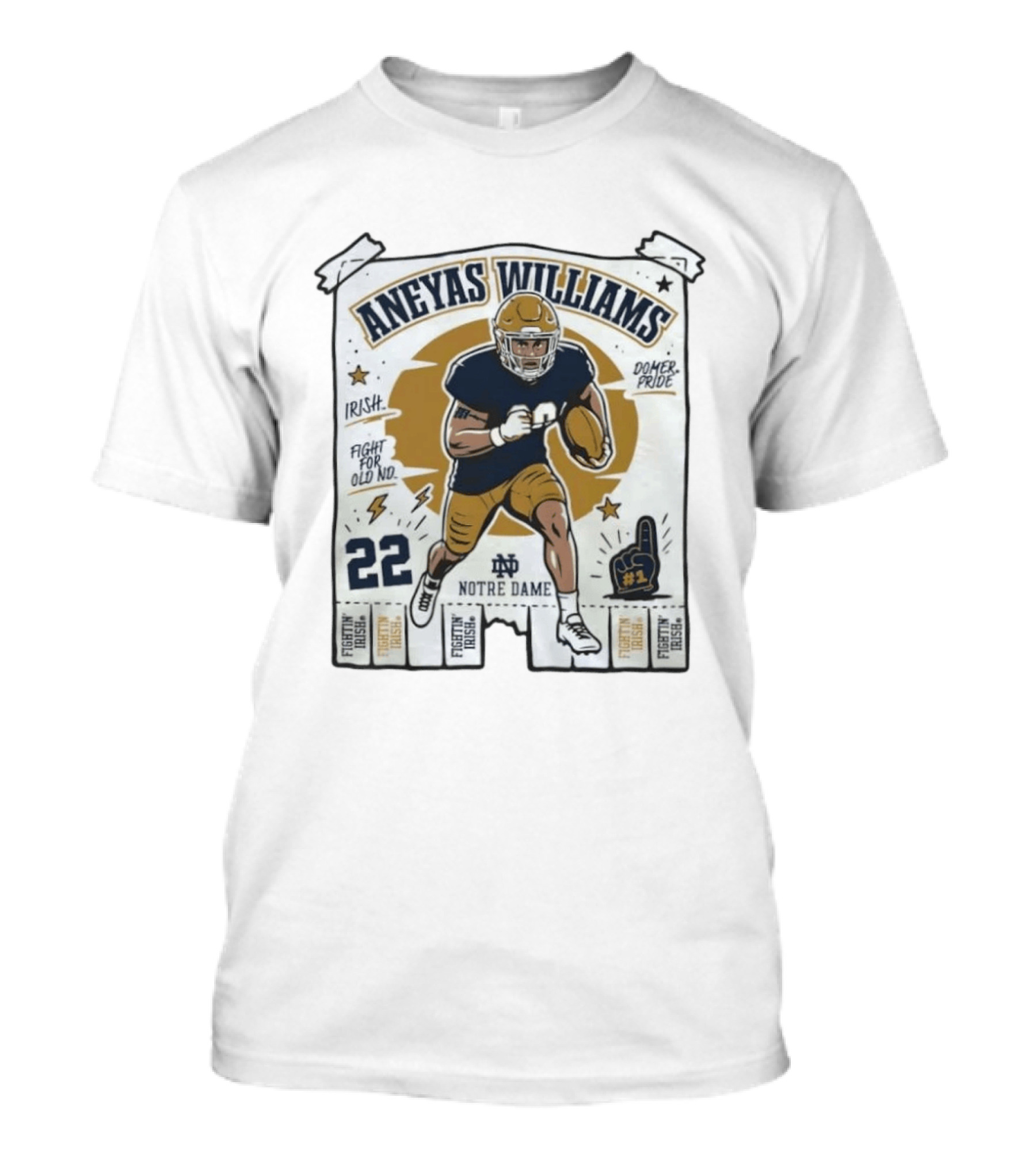 Aneyas Williams 22 Notre Dame Fighting Irish Football Irish Domer Pride T-Shirt