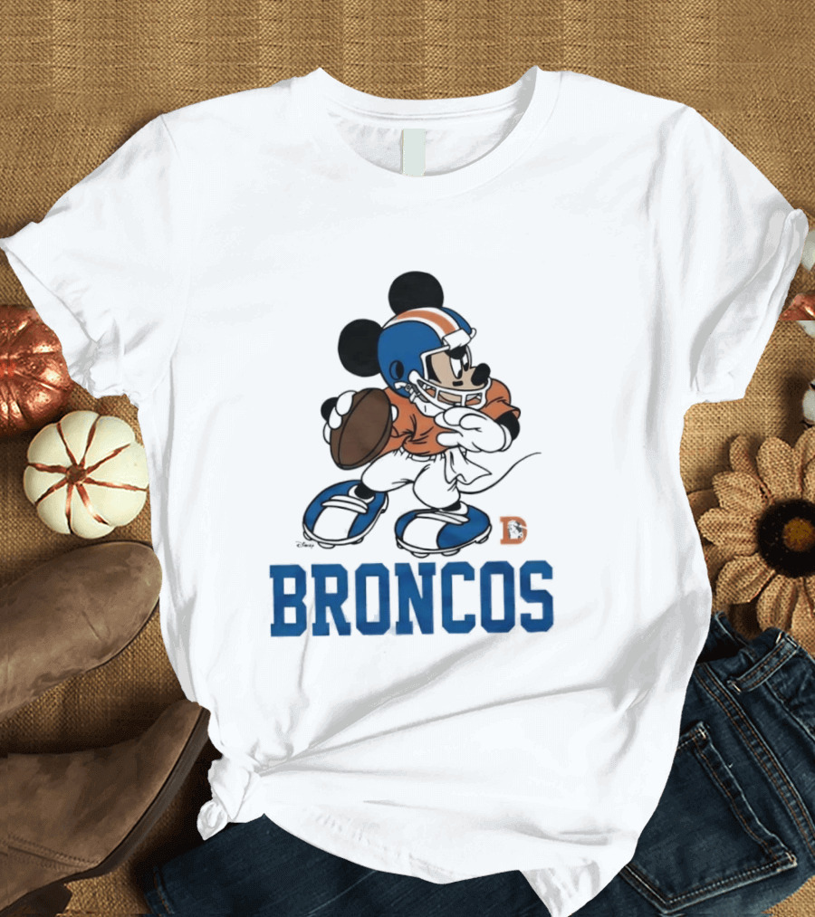 Mickey Mouse Denver Broncos Quarterback Broncos D Football T-Shirt