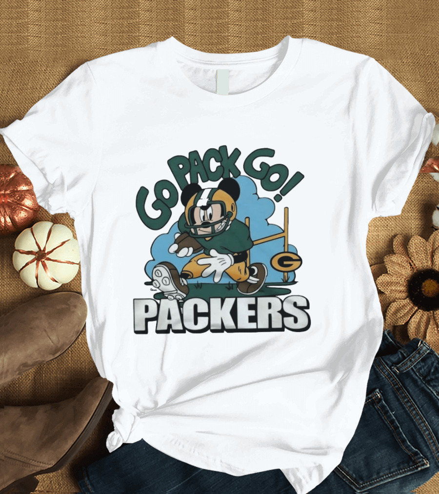 Mickey Mouse Green Bay Packers Go Pack Go Packers T-Shirt
