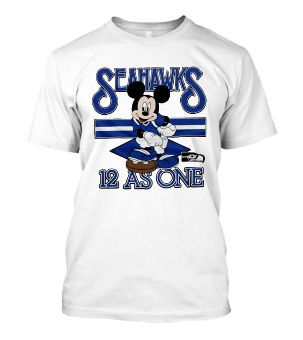 Seahawks Mickey Mouse 12 As One Football Collaboration T-Shirt