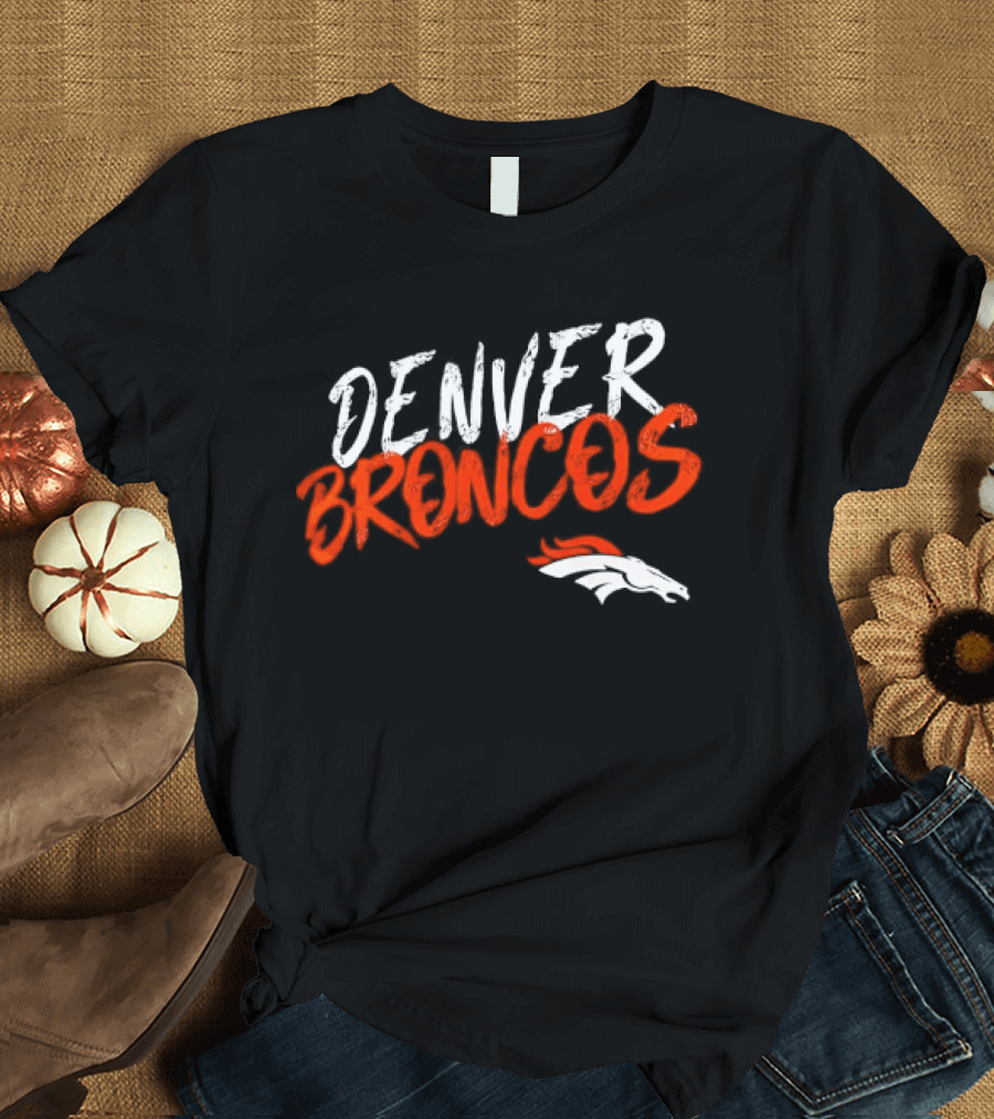 Denver Broncos Team Spirit Bold Brush Script With Iconic Horse T-Shirt