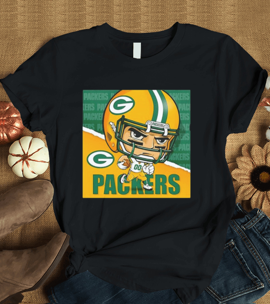 Green Bay Packers Chibi Player Helmet Packers T-Shirt