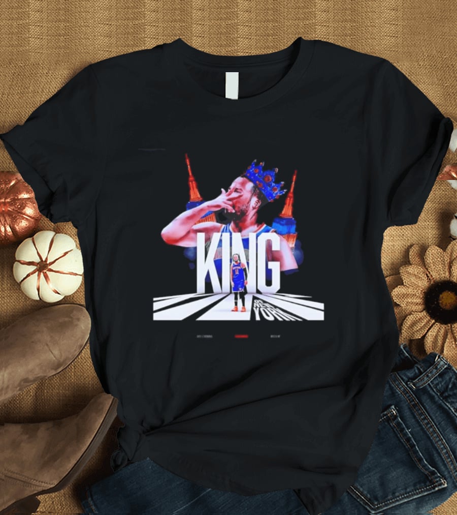 King Of New York Jalen Brunson Crown Basketball Statue Liberty Skyline T-Shirt