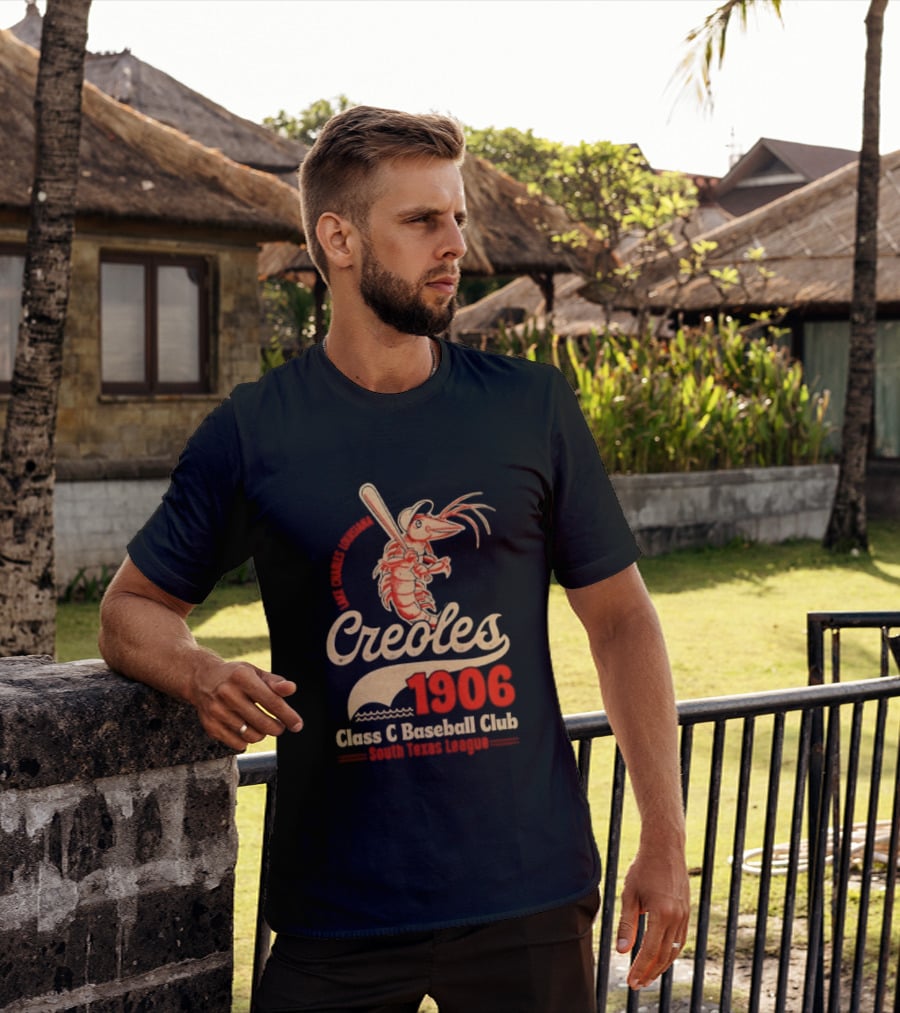 Lake Charles Louisiana Creoles 1906 Class C Baseball Club South Texas League Crawfish Baseball Bat T-Shirt