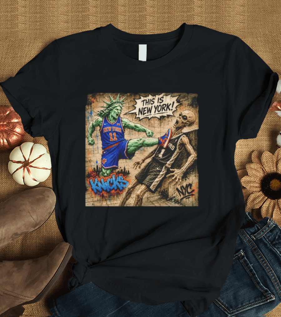 New York Knicks Statue Of Liberty Vs Spurs Basketball NYC This Is New York T-Shirt