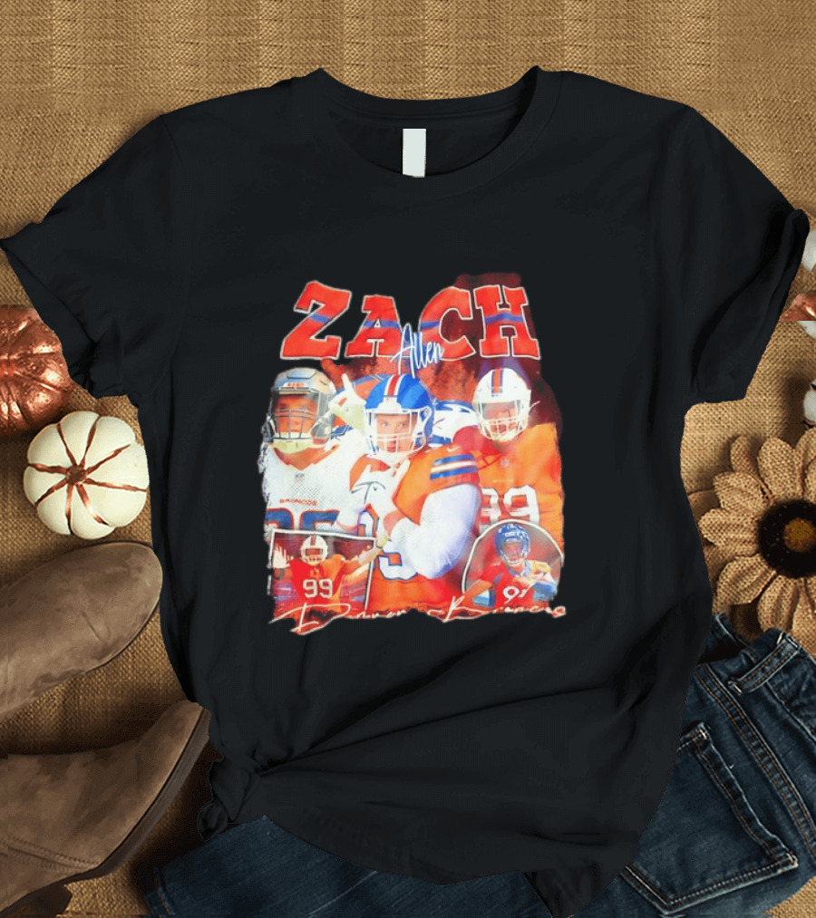 Zach Allen 99 Denver Broncos Football Player Collage T-Shirt