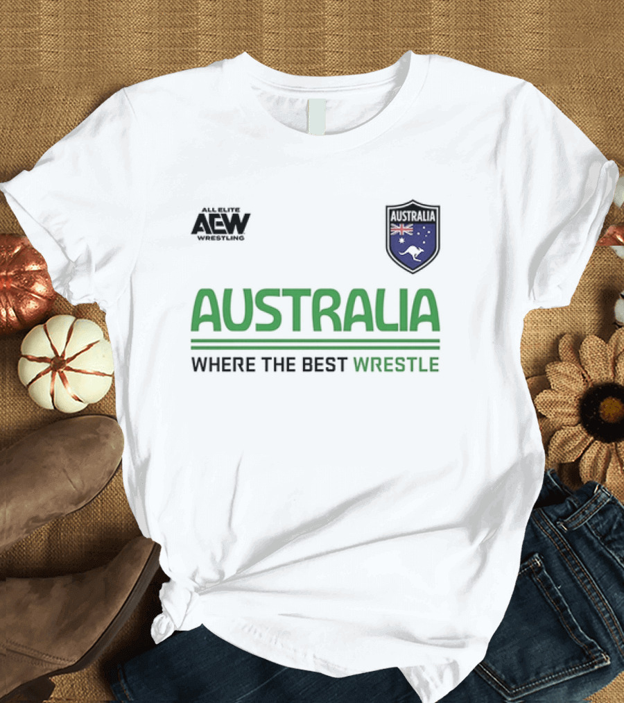 AEW Australia Where The Best Wrestle Iconic Shield T-Shirt