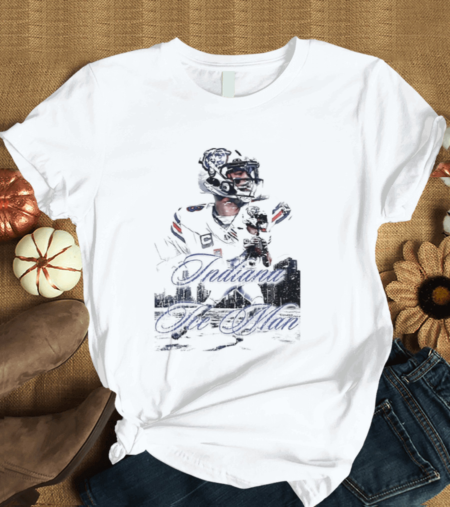 Caleb Williams Chicago Bears Indiana The Man Football Skyline T-Shirt