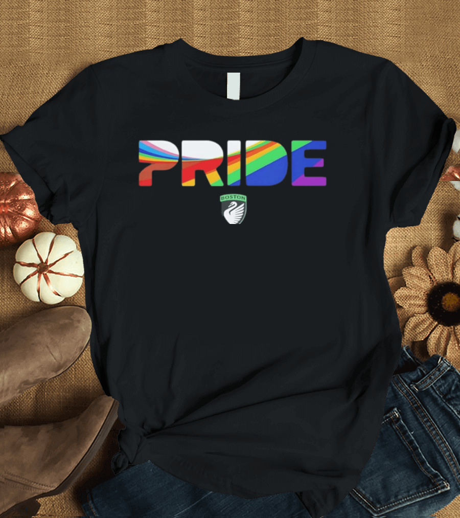 Boston Legacy FC Pride Rainbow Stripes 2026 Swan T-Shirt