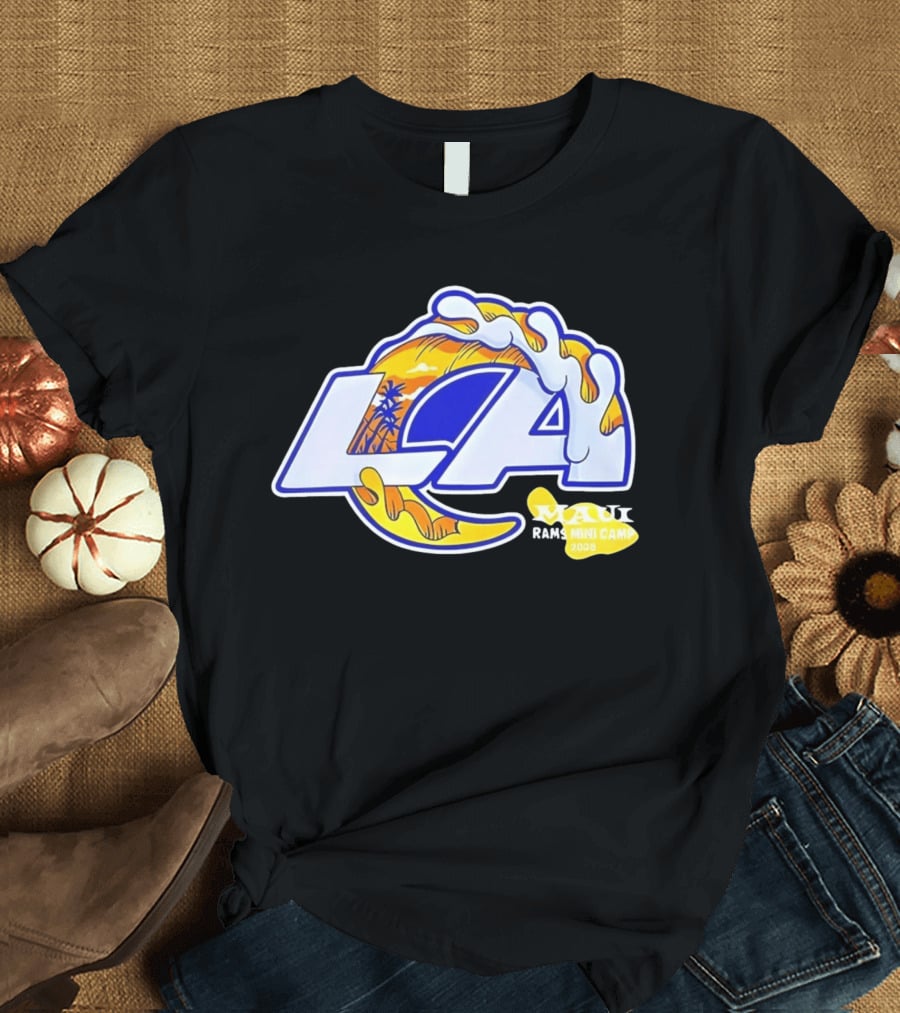 Los Angeles Rams Maui 2026 Minicamp Wave Logo Palm Trees Sun Island T-Shirt