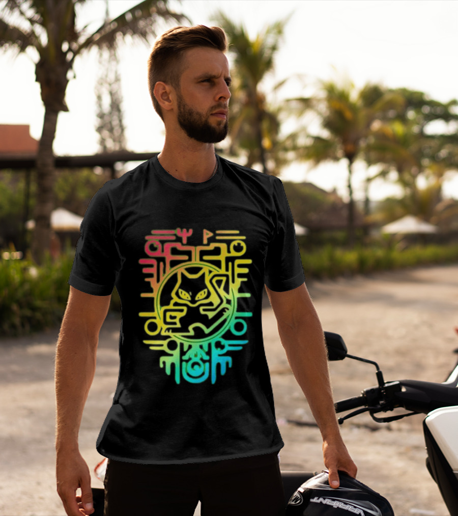 Og Ancient Mew And Mewtwo Pokemon Holographic Hieroglyphic T-Shirt