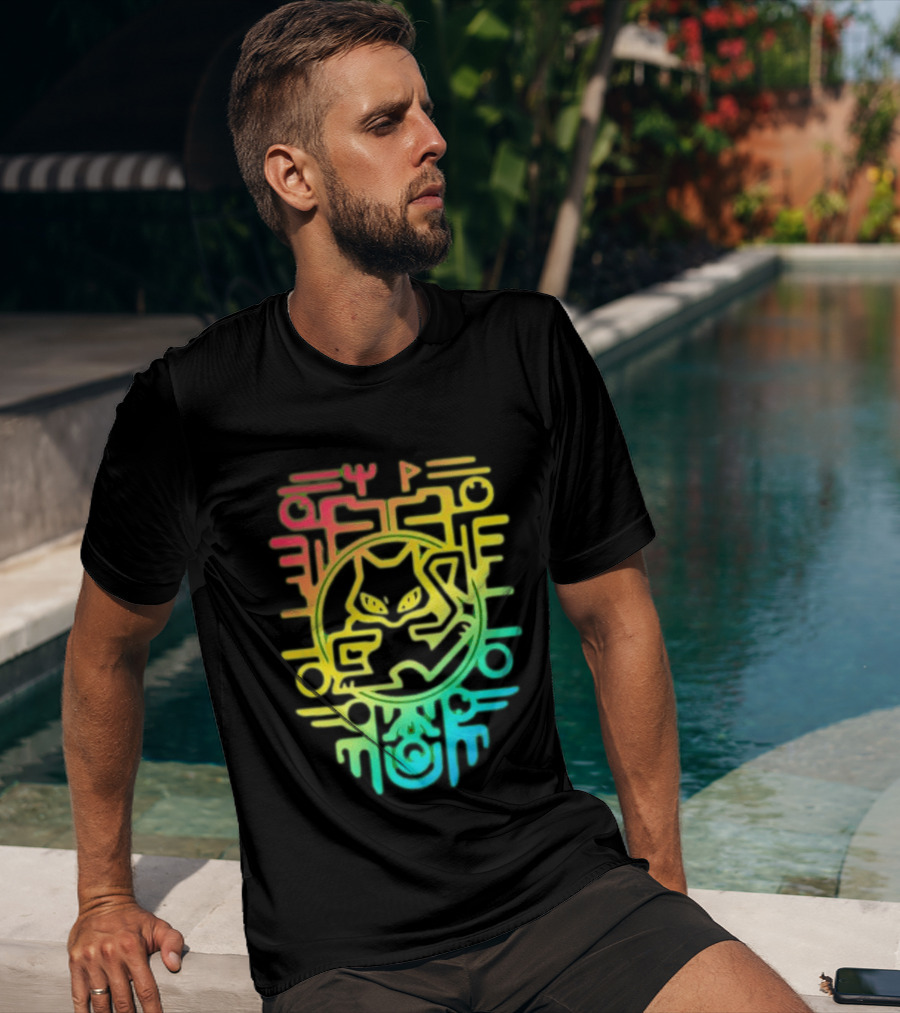 Og Ancient Mew And Mewtwo Pokemon Holographic Hieroglyphic T-Shirt