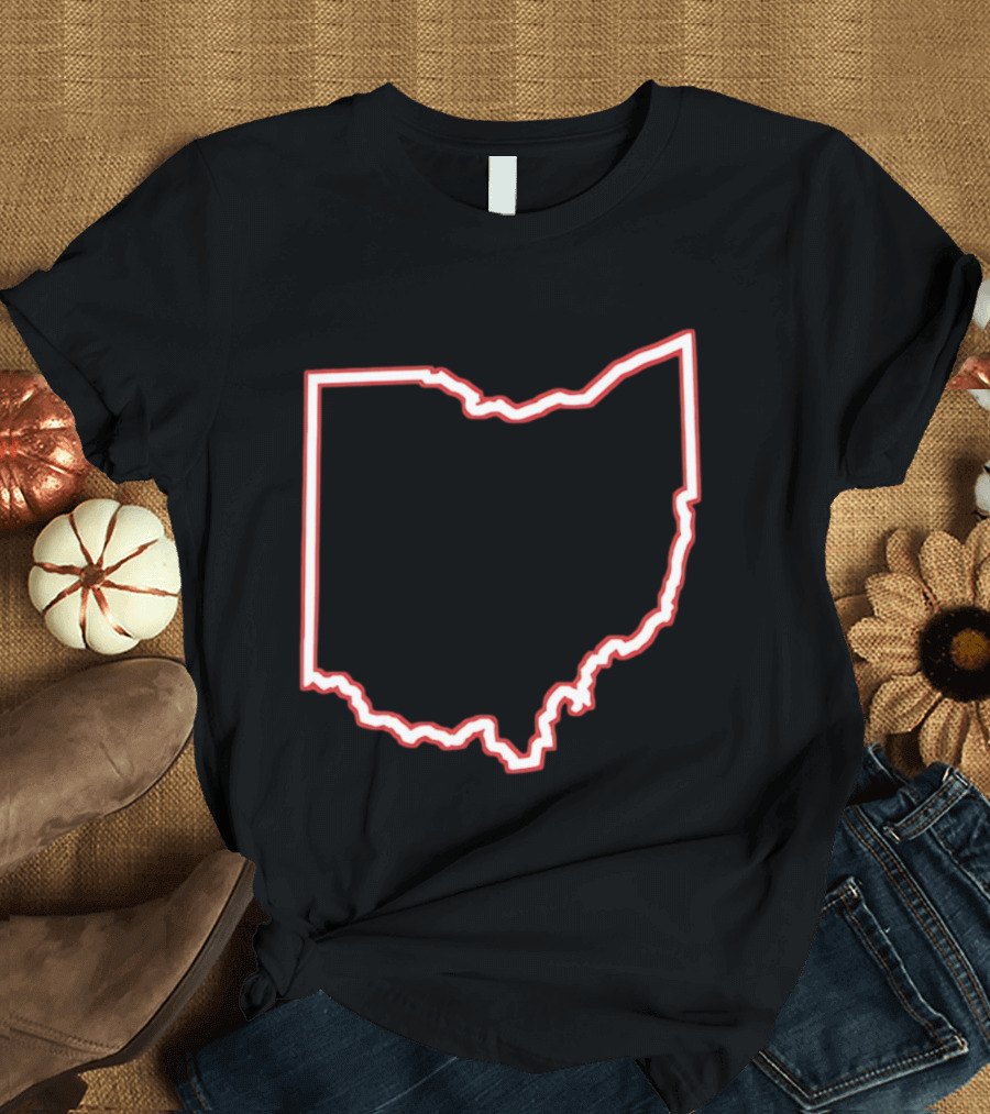 Ohio Outline Simple State Map Red T-Shirt