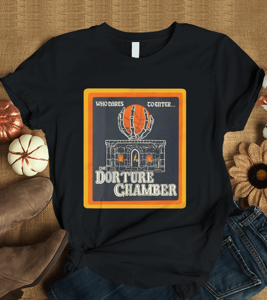 Who Dares To Enter The Dorture Chamber Basketball Spooky Castle T-Shirt