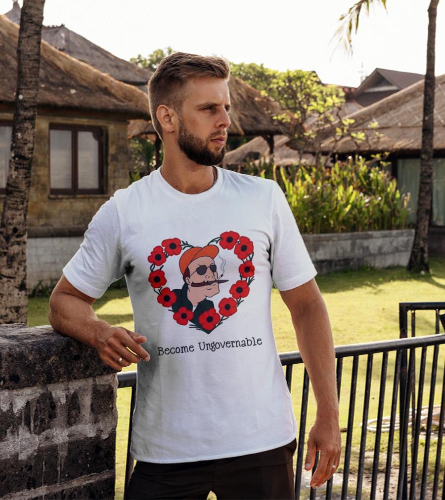 Become Ungovernable Dale Gribble King Of The Hill Red Flower Heart T-Shirt