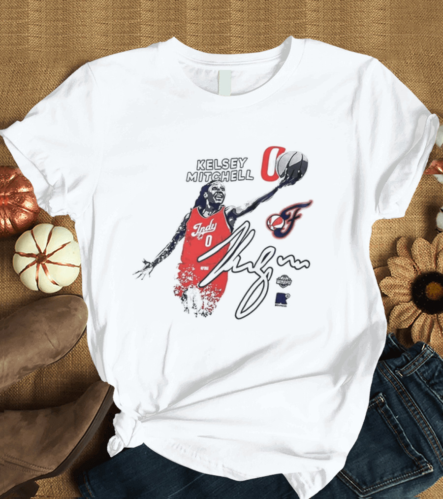 Kelsey Mitchell Indiana Fever WNBPA Round21 Indy 0 Basketball Jersey And Signature T-Shirt