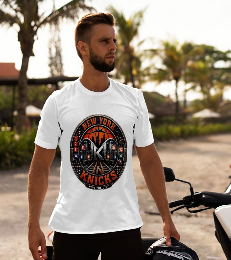 New York Knicks Ride The City Subway Basketball Skyline T-Shirt