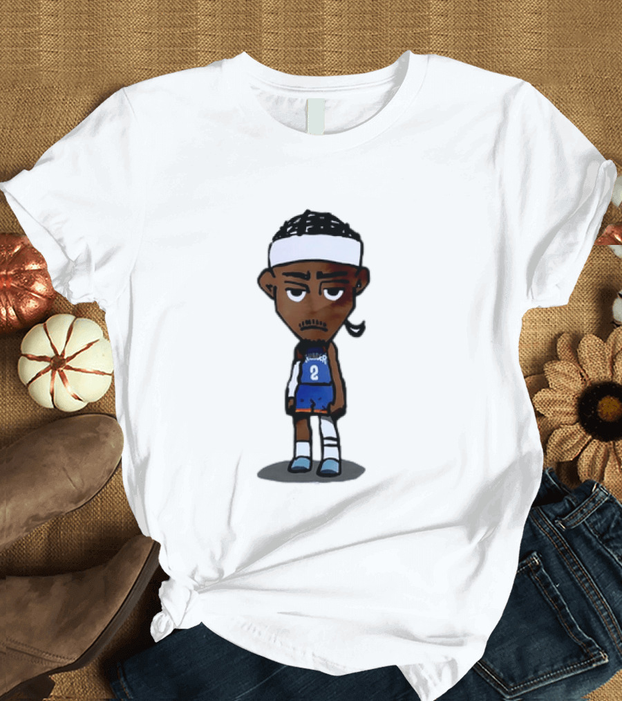 Shai Gilgeous Alexander Sad Cartoon OKC Thunder Basketball Player T-Shirt