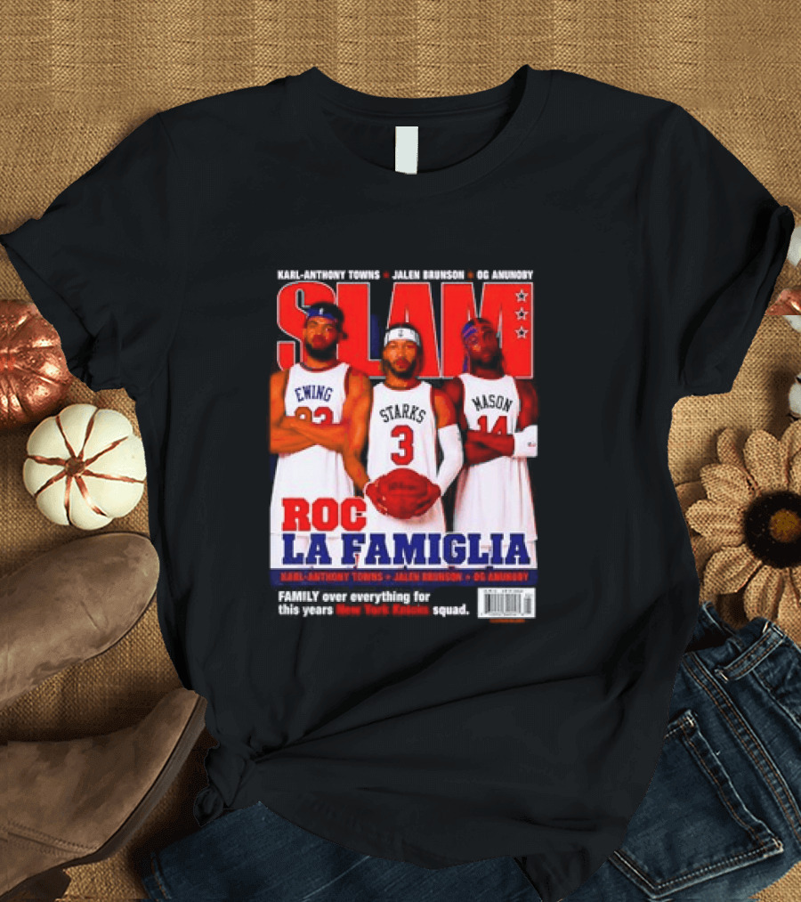 SLAM Magazine Roc La Famiglia Karl Anthony Towns Jalen Brunson OG Anunoby New York Knicks T-Shirt
