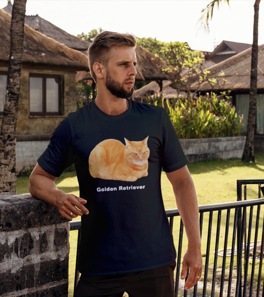 Orange Tabby Cat Golden Retriever Sarcastic Meme Humor T-Shirt