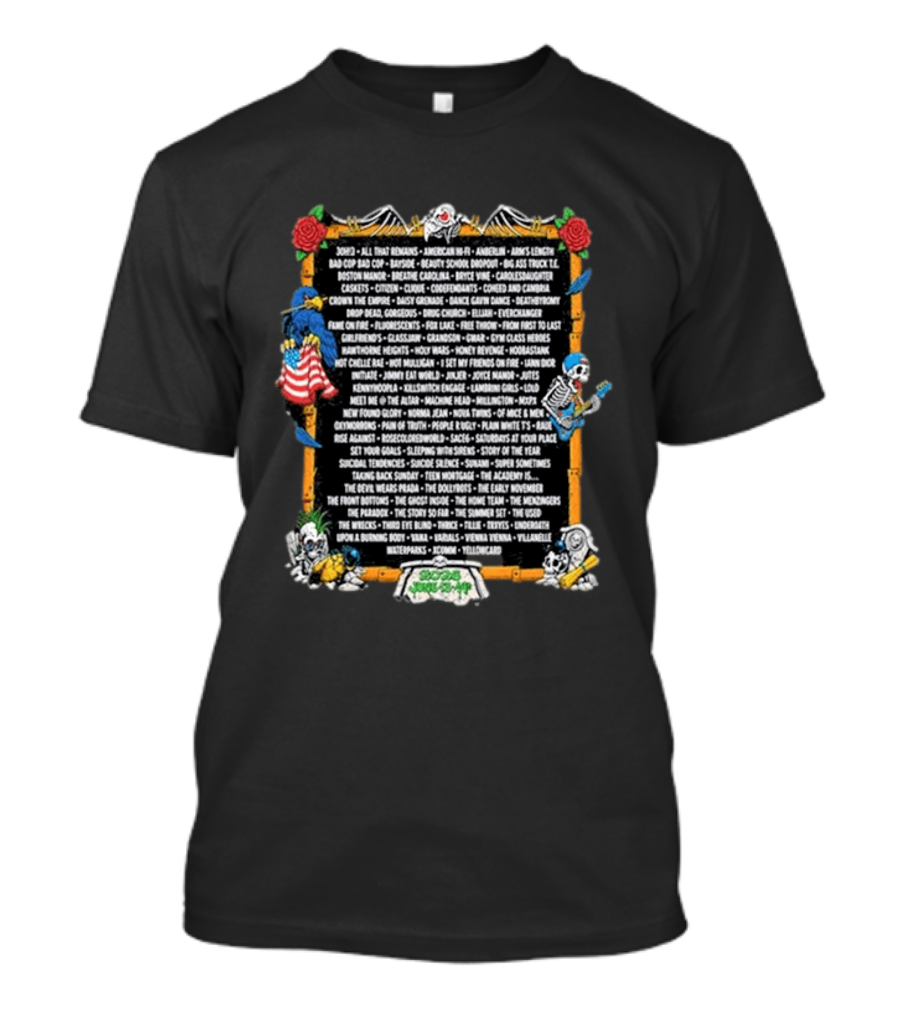 Vans Warped Tour Washington D.C 2026 Lineup Band Names List Skeletons Music Event Decor T-Shirt
