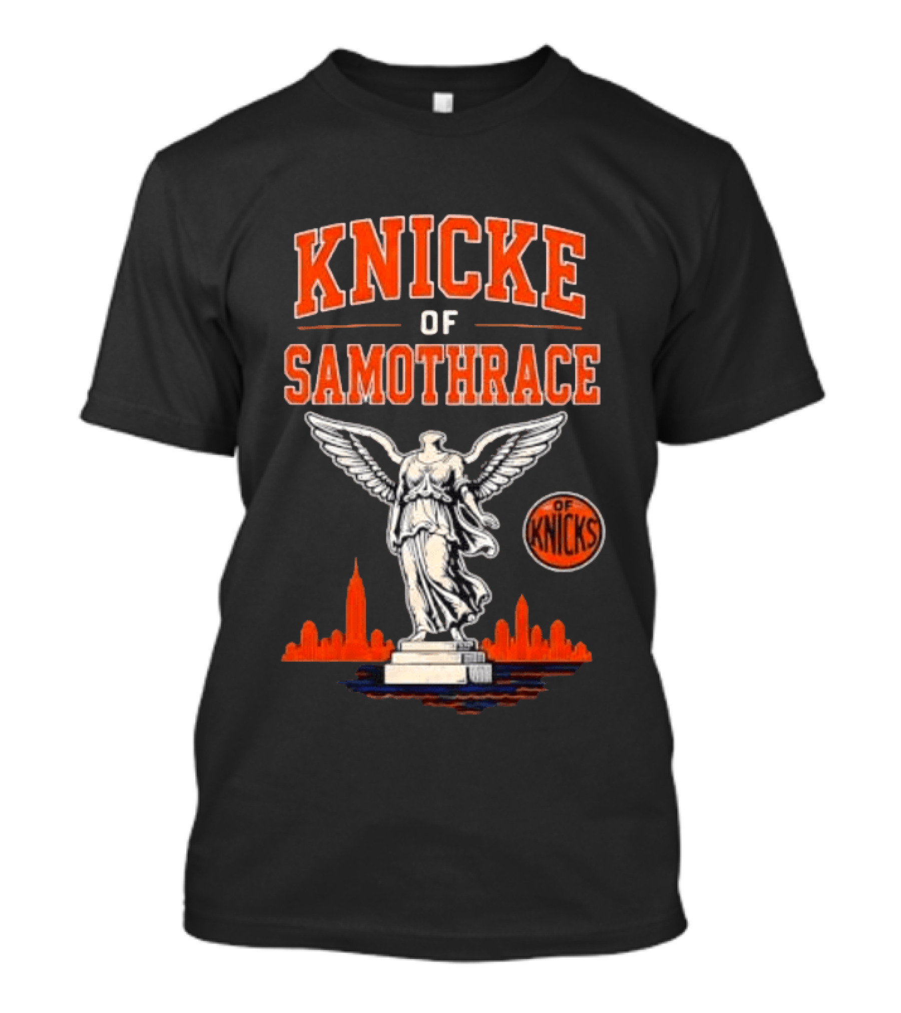 Knicks Of Samothrace Winged Victory Statue Basketball Skyline T-Shirt