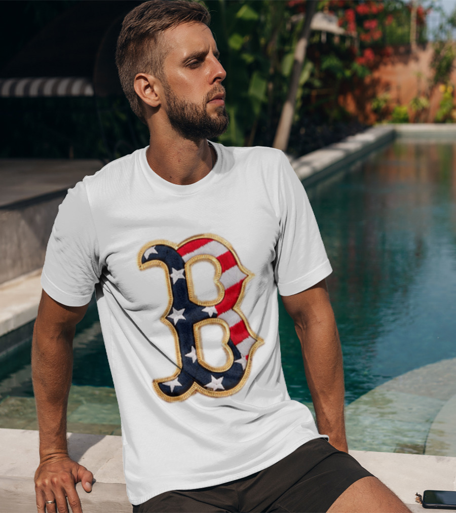 2026 Red Sox Patriotic Stars And Stripes B Logo MLB Fourth Of July T-Shirt