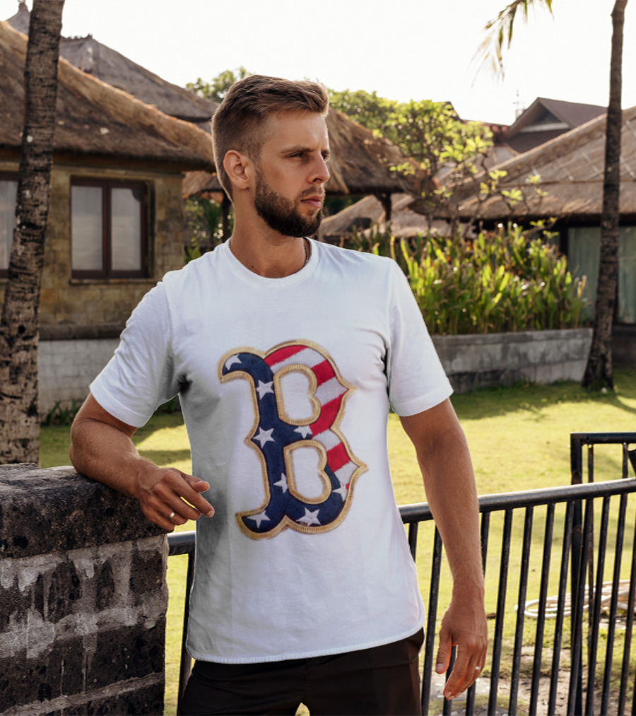 2026 Red Sox Patriotic Stars And Stripes B Logo MLB Fourth Of July T-Shirt