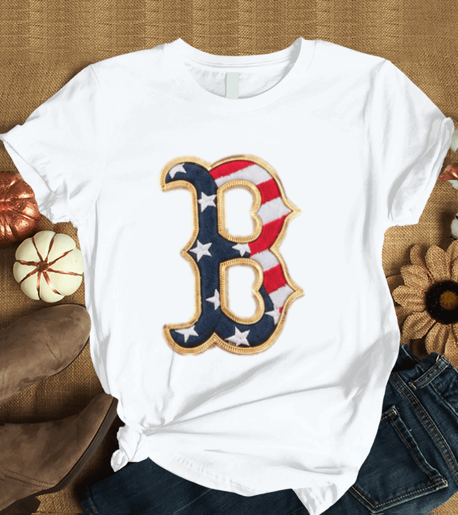 2026 Red Sox Patriotic Stars And Stripes B Logo MLB Fourth Of July T-Shirt